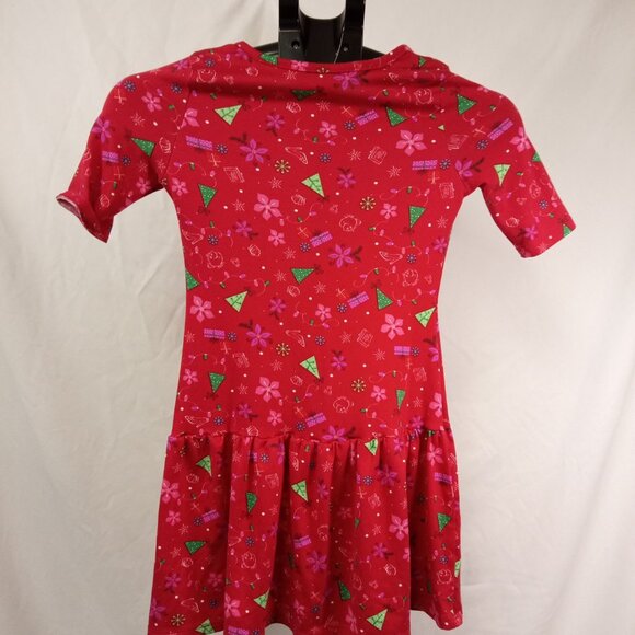 Disney Girl's Red Holiday Print Skater Style Dress Size Medium 7/8 - Picture 4 of 8